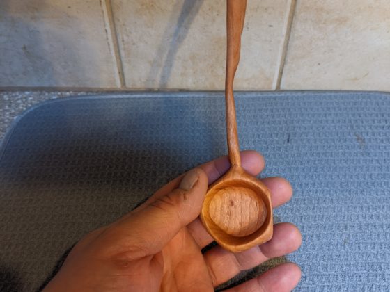 Asymmetrical cherry coffee scoop