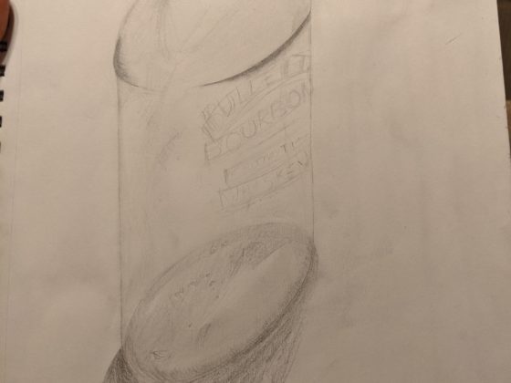 Bulleit bourbon bottle sketch