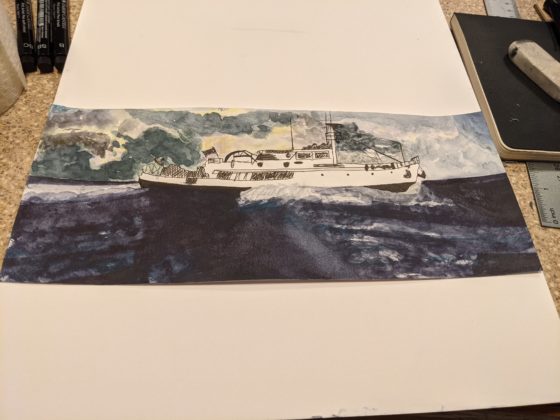 Tugboat watercolor first work